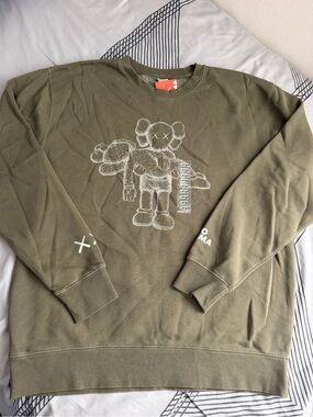 KAWS X SFMoma - Olive Green Graphic Crewneck Sweatshirt